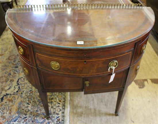 George III inlaid mahogany demi-lune sideboard